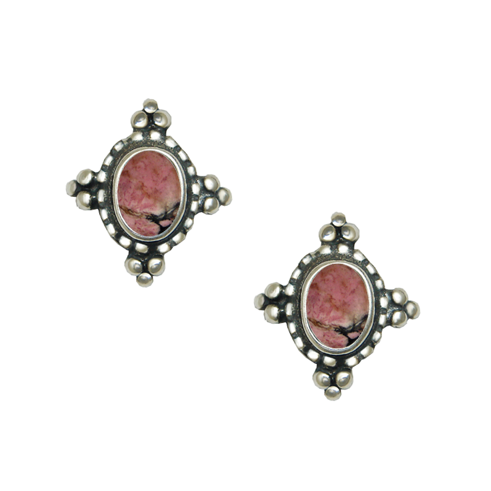 Sterling Silver Little Rhodonite Drop Post Stud Earrings